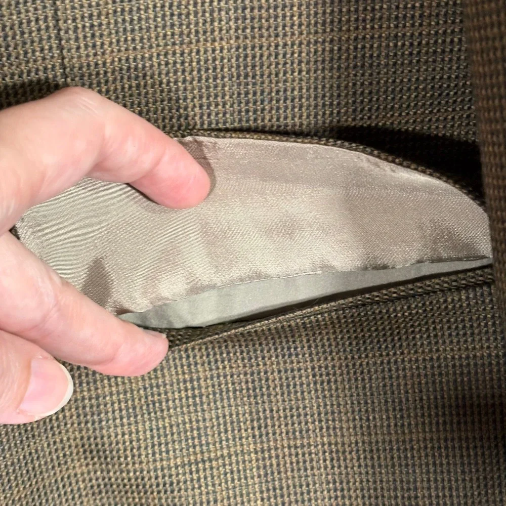 Lauren Ralph Lauren Men's Brown Plaid Wool Sport Coat‎ Blazer 43L Classic Office